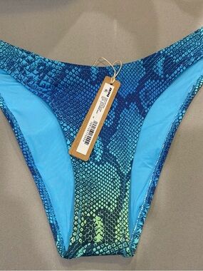 SKIMS Blue & Teal Snake Print Bikini Bottom